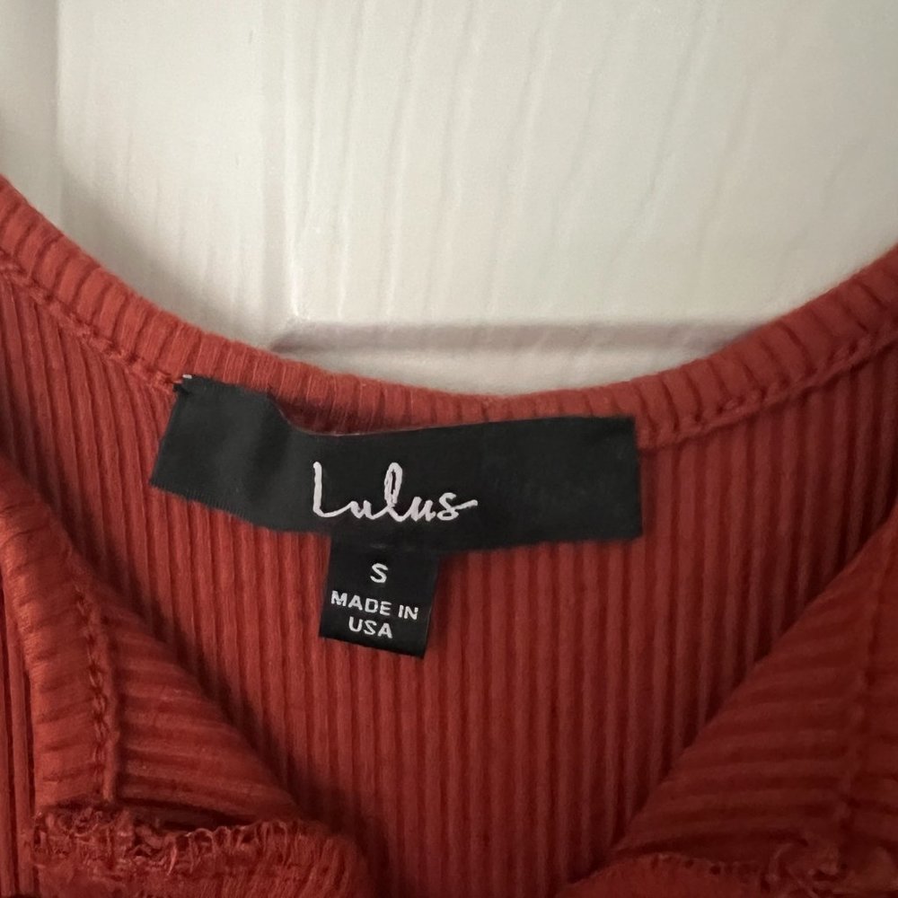 Rust Red Ribbed Bodycon Mini Dress - Picture 3 of 3